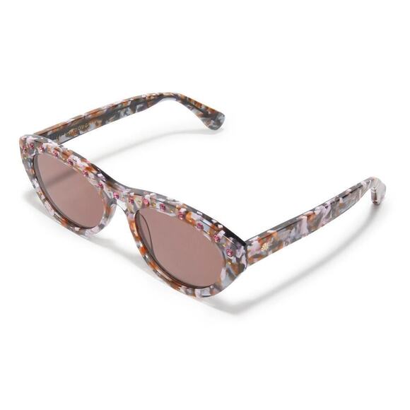 RARE Lele Sadoughi Timeless Acetate 14k gold Plated Pink Crystals UV Sunglasses - Picture 4 of 13